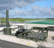 A biofilter and a carbon filter at a sewage treatment site in Northern Ireland
