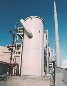 V-tex scrubber being used for chlorine gas scrubbing at an industrial facility in the UK